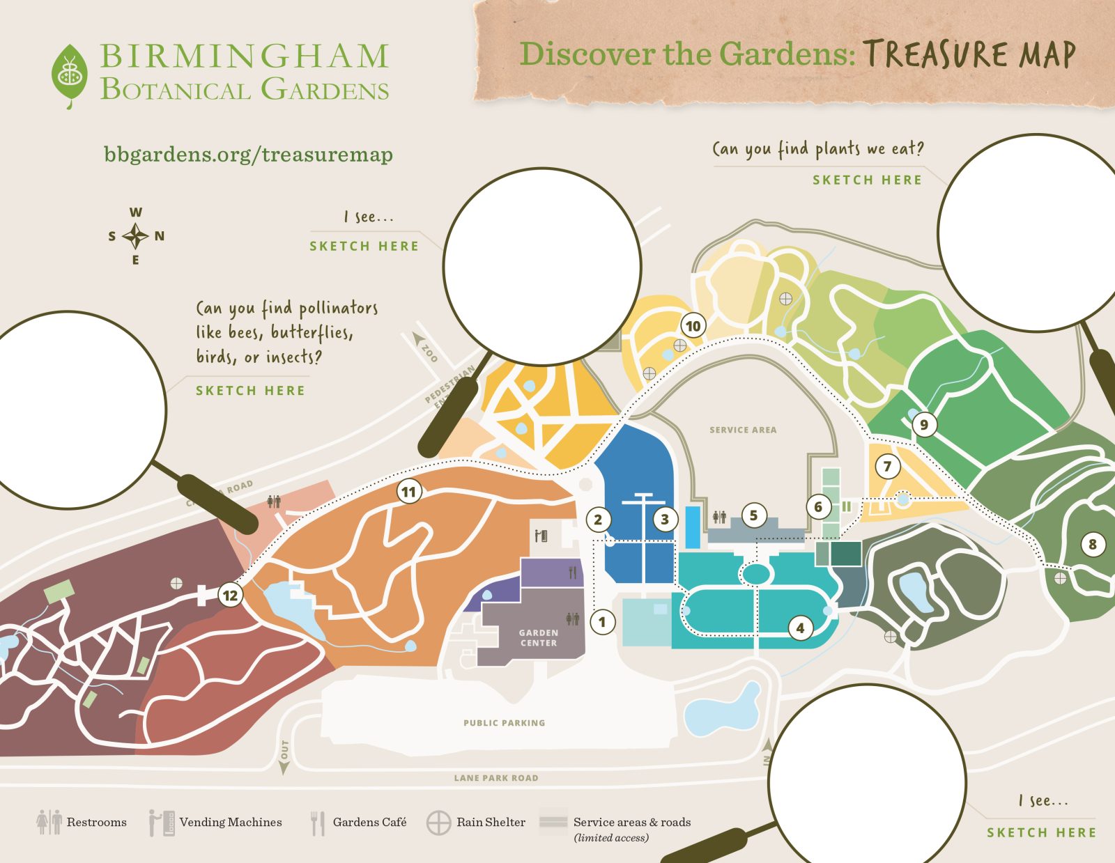 A fun treasure map of the Gardens to be used during Educational visits